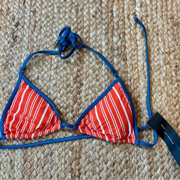Marc Jacobs Other - NWT Marc Jacobs Triangle Bikini Top Red White Stripe Teal Trim Size S